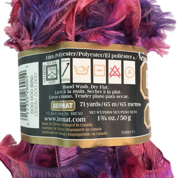 Bernat Boa Yarn Lot 2 Skeins 1.3oz-50g Doo Doo Bird Eyelash - Picture 3 of 4